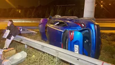 Kocaeli'de direğe çarpan cipteki 4 kişi yaralandı