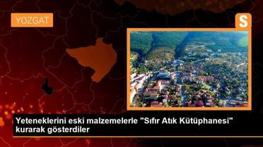 Yeteneklerini eski malzemelerle 'Sıfır Atık Kütüphanesi' kurarak gösterdiler
