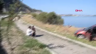 Eğirdir'de Lastik Patlayan Otomobil Kaza Yaptı