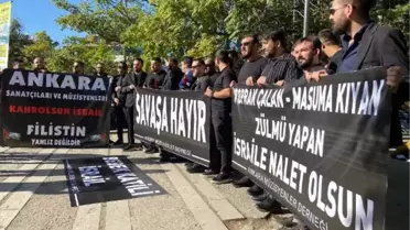 Ankaralı Müzisyenler İsrail Büyükelçiliği Önünde Protesto Düzenledi