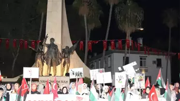Alanya'da İsrail'in Gazze'ye yönelik saldırıları protesto edildi