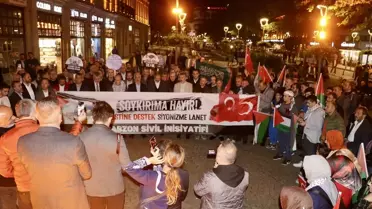İsrail'in Filistin'e saldırıları Trabzon'da protesto edildi