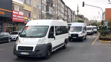 Nevşehir'de öğrenci servislerinden Filistin'e destek konvoyu