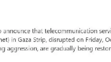 Gazze Şeridi'nde telekomünikasyon hizmetleri yeniden sağlanmaya başlandı