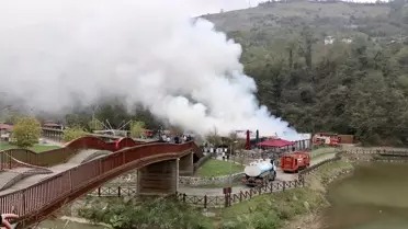 Trabzon Büyükşehir Belediyesi'ne ait Sera Gölü Sosyal Tesisleri'ndeki restoran yandı