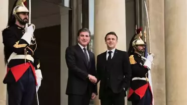 Fransa Cumhurbaşkanı Macron, Irak Kürt Bölgesel Yönetimi Başkanı Barzani ile görüştü