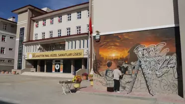 Çankırı'da Filistin'e destek için duvara grafiti çizildi