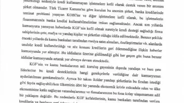 KGF ve kamu bankalarının kredi destekleriyle ilgili soru önergesi