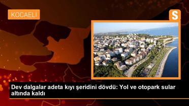 Dev dalgalar adeta kıyı şeridini dövdü: Yol ve otopark sular altında kaldı