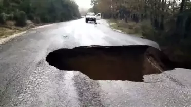 Çanakkale Yenice'de Sağanak Yağış Sonrası Yol Çöktü