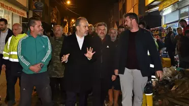 Bursa Büyükşehir Belediye Başkanı Alinur Aktaş, Mudanya'da sel felaketinin etkilerini inceledi