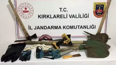 Kırklareli'de kaçak kazı yapan 2 şüpheli suçüstü yakalandı