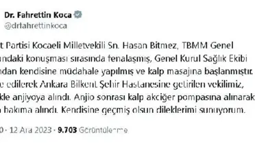 Saadet Partisi Milletvekili Hasan Bitmez, anjiyo sonrası yoğun bakıma alındı