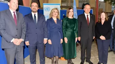 KKTC Cumhurbaşkanı Tatar ve GKRY lideri Hristodulidis BM resepsiyonunda bir araya geldi
