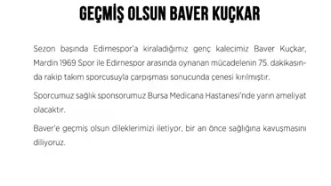 Sivasspor'dan Baver Kuçkar'a geçmiş olsun mesajı