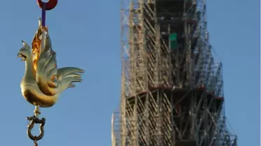 700 milyon dolar harcanarak restorasyonu yapılan Notre Dame kilisesinin altın horozdan yapılan kulesi tamamlandı