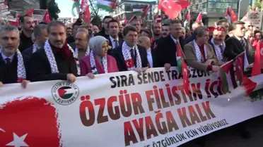 BAKAN TUNÇ FİLİSTİN'E DESTEK YÜRÜYÜŞÜNE KATILDI