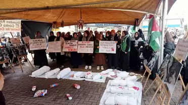 Terme'de Gazze'deki katliamı anlatan resim sergisi açıldı