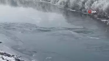 Yüksekova'da ağaçlar kırağı tuttu