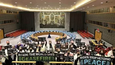 ABD'deki Hahamlar BM'de Gazze Şeridi'nde ateşkes çağrısıyla protesto düzenledi