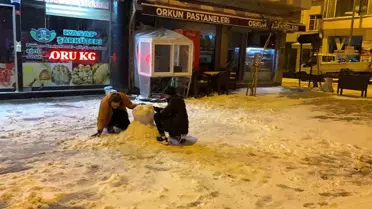 Edirne'de Çocuklar Karın Keyfini Çıkardı