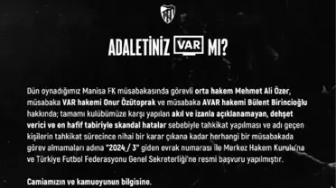 Kocaelispor, Manisa FK maçındaki hakemler hakkında tahkikat istedi