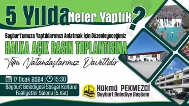 Bayburt Belediye Başkanı Hükmü Pekmezci, 5 yılını değerlendirecek basın toplantısı düzenleyecek