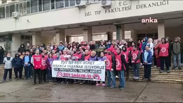 Diyarbakır'da sağlık çalışanları eşit işe eşit ücret talebiyle basın açıklaması yaptı