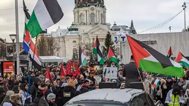 Stockholm'de İsrail'in Gazze'deki etnik temizliği protesto edildi
