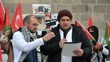 Erzurum'da İsrail'in Gazze'ye yönelik saldırılarını protesto etmek için hekimler ve sağlık görevlileri bir araya geldi