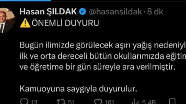 Şanlıurfa'da Sağanak Nedeniyle Okullar Tatil Edildi