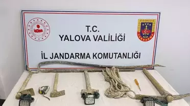 Yalova'da kaçak kazı yapan 4 şüpheli suçüstü yakalandı