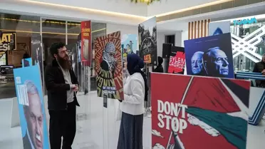 Gazze için eylem çağrısı afişlerinin yer aldığı sergi açıldı