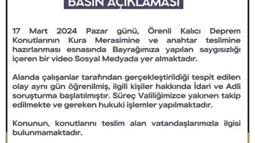 Adıyaman Valiliği, Deprem Konutlarında Bayrak Skandalıyla İlgili Açıklama Yaptı