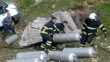 Siirt'te dolu tüplerin bulunduğu kamyonet devrildi, 2 kişi yaralandı