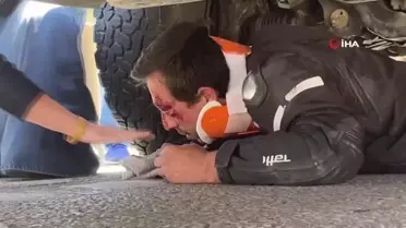 Antalya'da kamyonetin altına giren genç sürücü hayatta kaldı