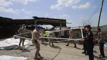 Tokat'ta depremzedelerin çadırı jandarma komandolar tarafından kuruldu