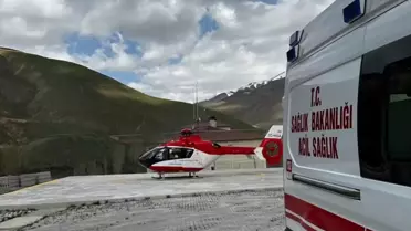 Van'ın Bahçesaray ilçesinde hasta ambulans helikopterle Van Eğitim ve Araştırma Hastanesine ulaştırıldı