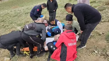 Van'da Erek Dağı'nda ot toplarken rahatsızlanan kişi hastaneye ulaştırıldı