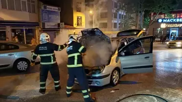 Bilecik'te seyir halinde alev alan araç yangını