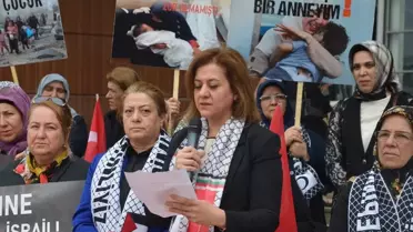 Gaziantep'te AK Parti'li kadınlar İsrail'in Gazze'ye yönelik saldırılarını protesto etti