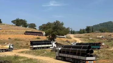 Antalya'da Doğalgaz Boru Hattı Projesinde Kullanılacak Borular Gazipaşa'ya Getirildi