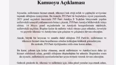 İYİ Parti Antalya Milletvekili Aykut Kaya İstifa Etti