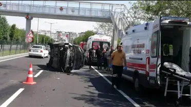 Nevşehir'de hafif ticari araç yan yattı, 2 kişi yaralandı