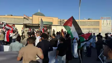 Irak'ın Kerkük kentinde Filistin destekçileri İsrail'e yaptırım talebiyle gösteri düzenledi