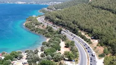 Bodrum'da Bayram Tatili Sonunda Yoğun Trafik