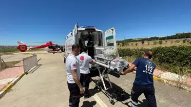Diyarbakır'da enfeksiyon hastalığına yakalanan bebek ambulans helikopterle hastaneye ulaştırıldı