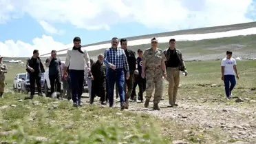Erzurum Valisi Mustafa Çiftçi Dumlu Baba Suyu'nun kaynağı bölgede incelemelerde bulundu