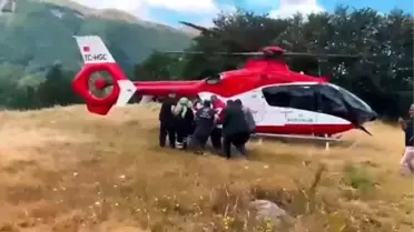 Tokat'ta epilepsi nöbeti geçiren adam ambulans helikopter ile hastaneye kaldırıldı