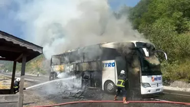 İnebolu'da Yolcu Otobüsünde Yangın Çıktı